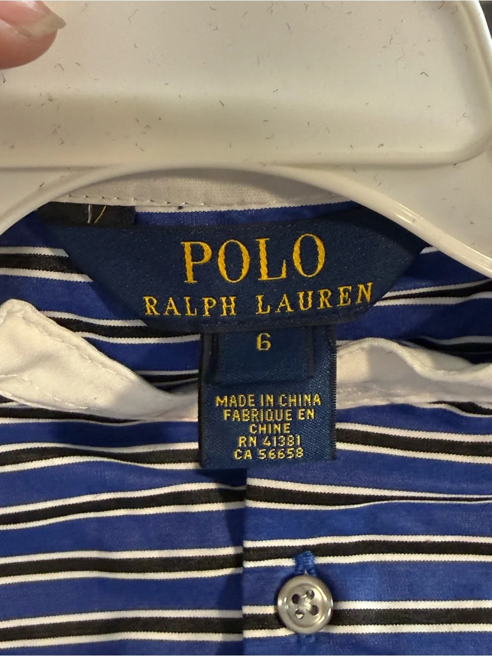 Ralph Lauren Blue and White Striped Long-Sleeve Fit-and-Flare Dress